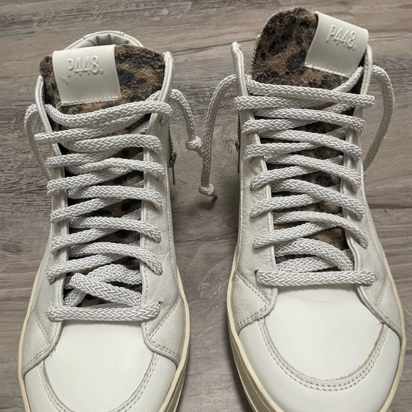 P448 White High-Top Sneakers with Zipper Detail - Picture 12 of 15
